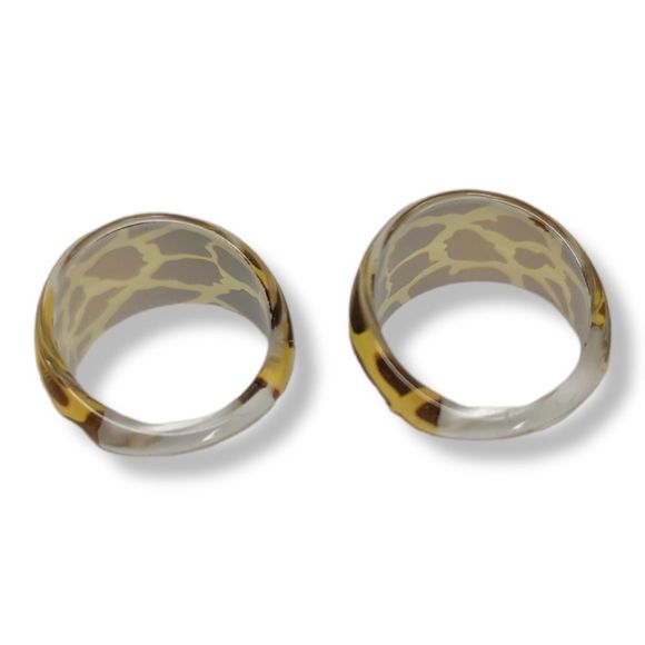 Giraffe Print Acrylic Ring Set Size 8.5 - Picture 3 of 5